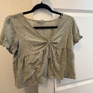 Pink Rose Sage Floral Blouse